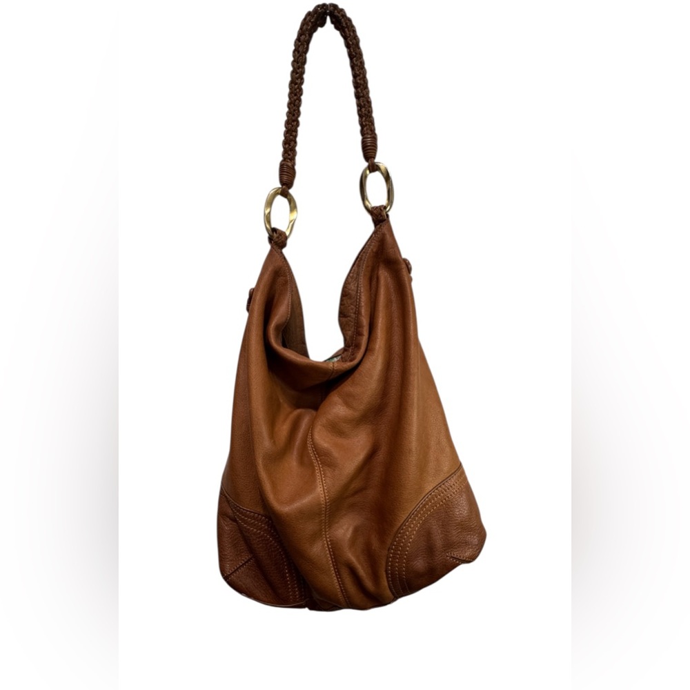 Sigrid Olsen Cognac Braided-Handle Leather Hobo - Picture 4 of 13